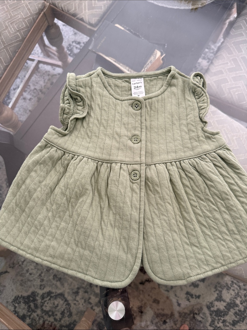 Carter's Sage Green Quilted Baby Dress